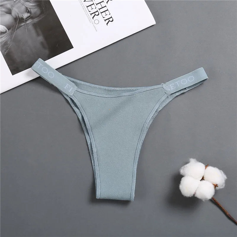 Conjunto de 5 peças de lingerie sexy feminina em algodão, com estampa de letras, cintura baixa, modelo Finetoo, confortável e íntima.