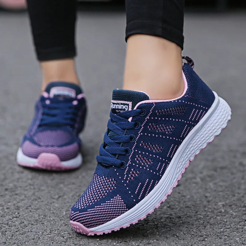 Sapatos casuais femininos, modernos, respiráveis, para caminhada, em mesh