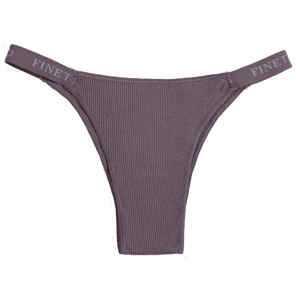 Conjunto de 5 peças de lingerie sexy feminina em algodão, com estampa de letras, cintura baixa, modelo Finetoo, confortável e íntima.