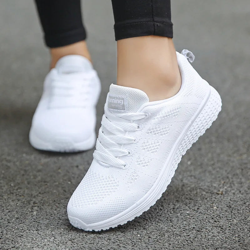 Sapatos casuais femininos, modernos, respiráveis, para caminhada, em mesh