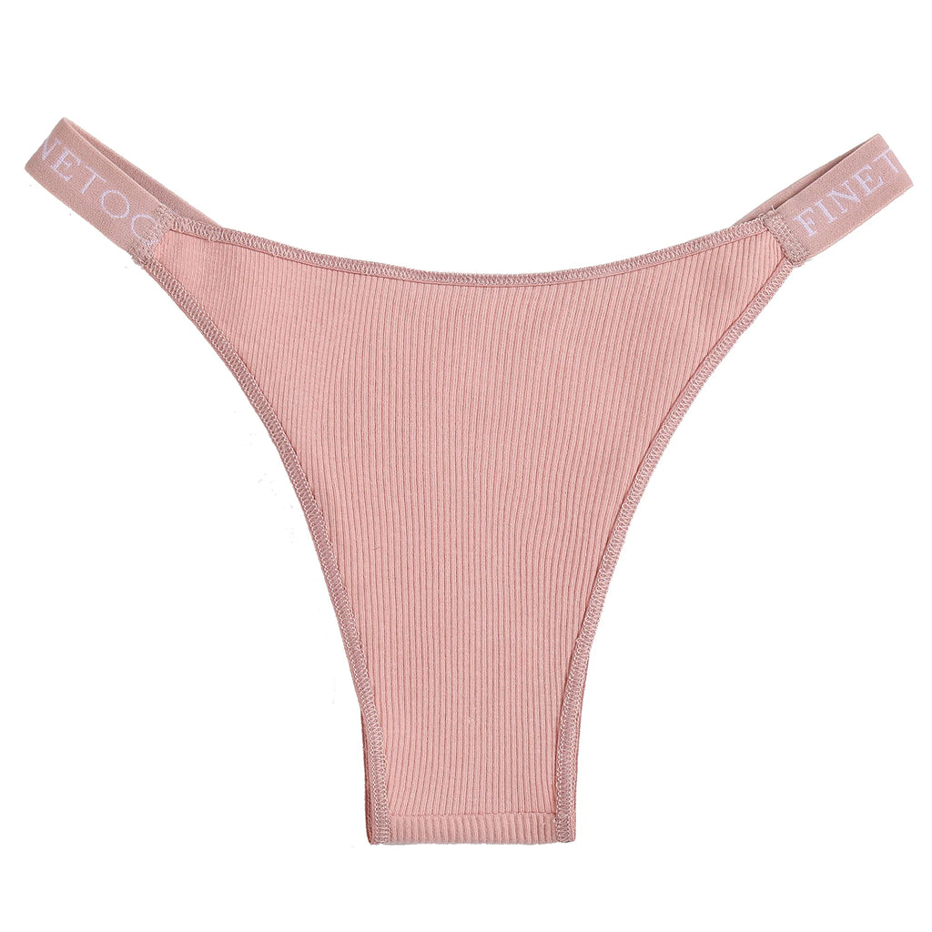Conjunto de 5 peças de lingerie sexy feminina em algodão, com estampa de letras, cintura baixa, modelo Finetoo, confortável e íntima.