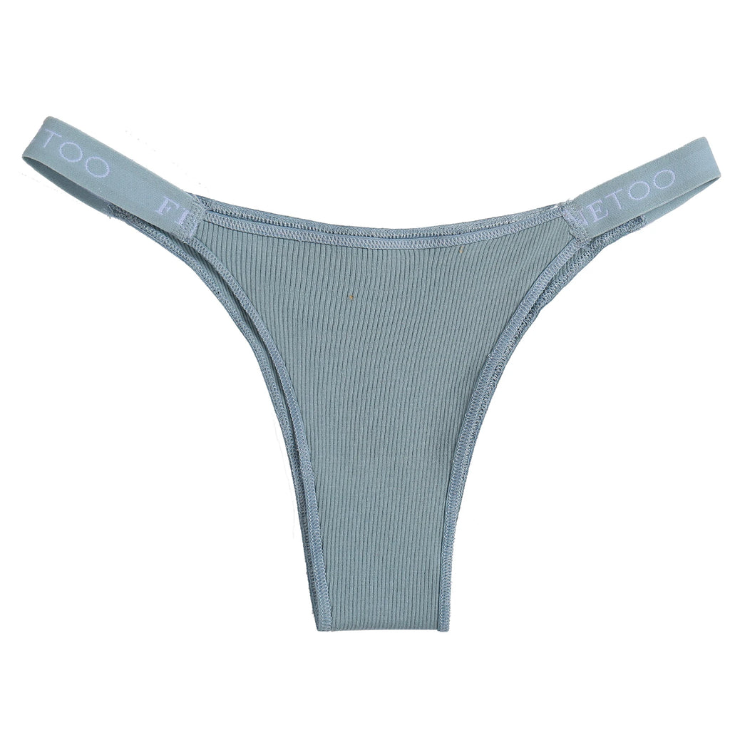 Conjunto de 5 peças de lingerie sexy feminina em algodão, com estampa de letras, cintura baixa, modelo Finetoo, confortável e íntima.