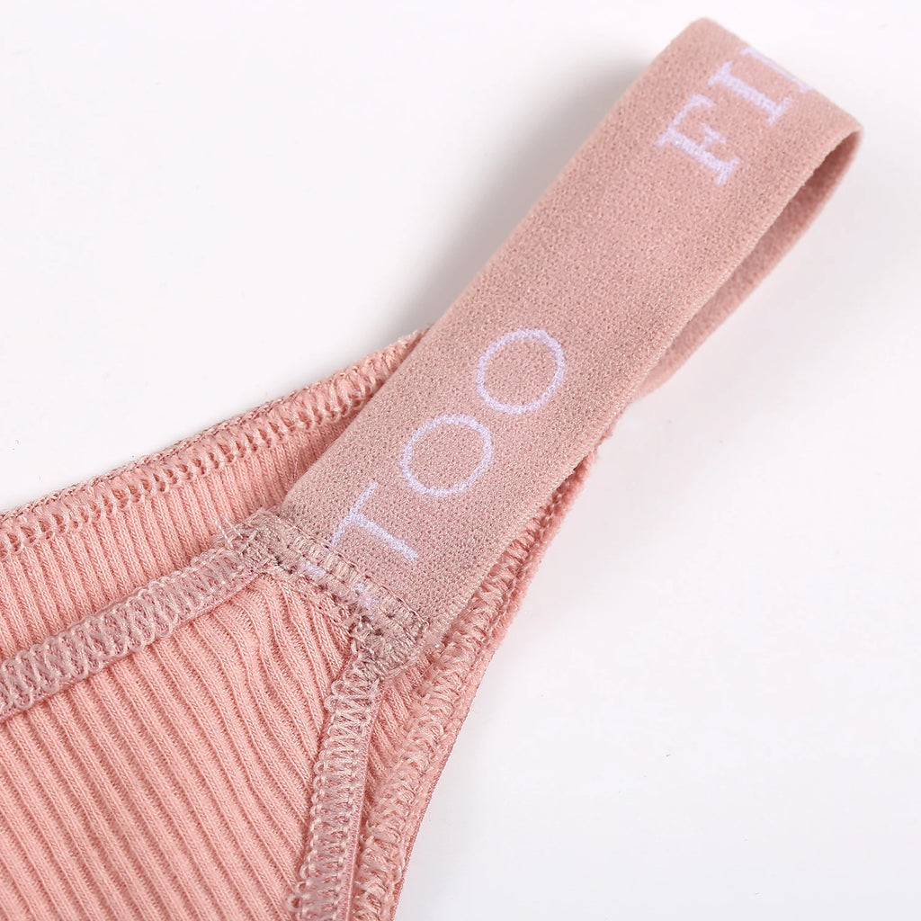 Conjunto de 5 peças de lingerie sexy feminina em algodão, com estampa de letras, cintura baixa, modelo Finetoo, confortável e íntima.