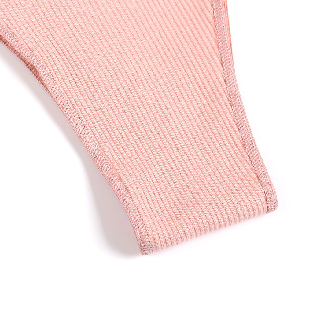 Conjunto de 5 peças de lingerie sexy feminina em algodão, com estampa de letras, cintura baixa, modelo Finetoo, confortável e íntima.