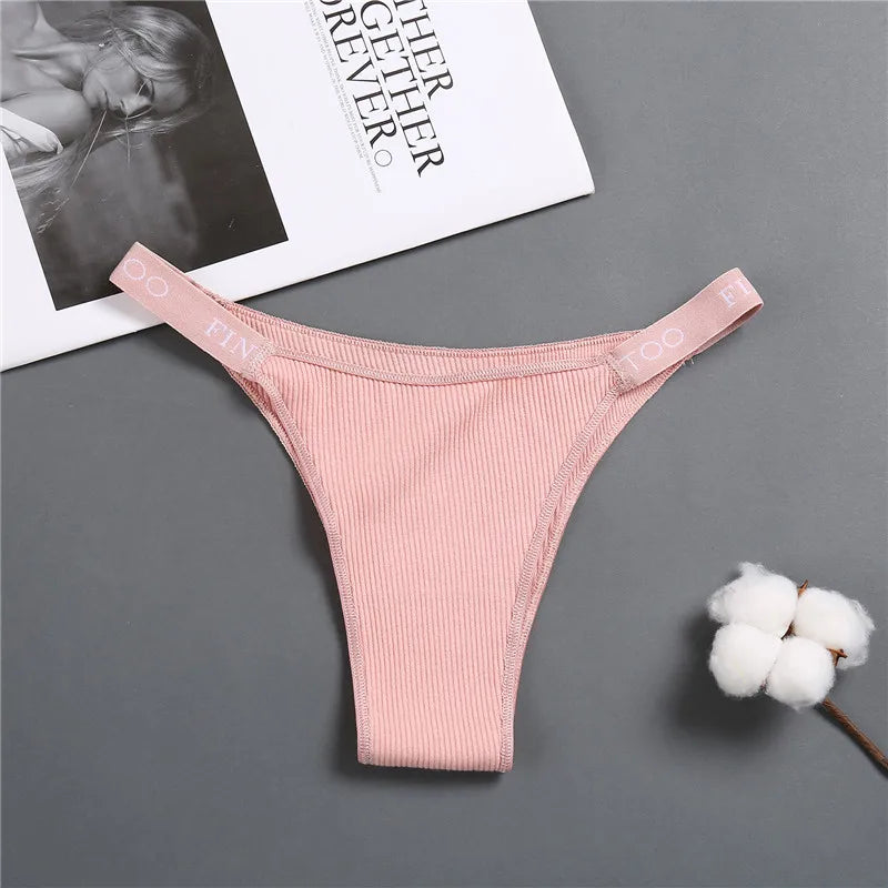 Conjunto de 5 peças de lingerie sexy feminina em algodão, com estampa de letras, cintura baixa, modelo Finetoo, confortável e íntima.