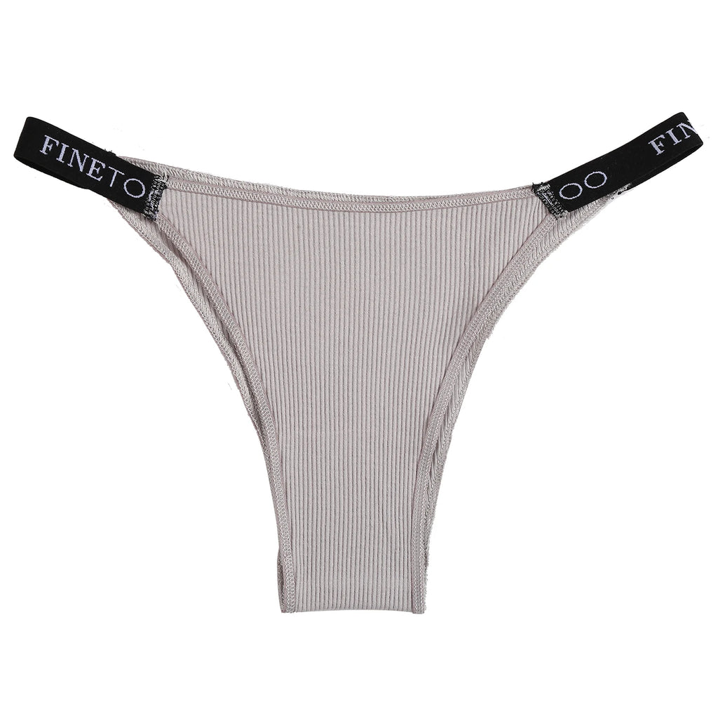 Conjunto de 5 peças de lingerie sexy feminina em algodão, com estampa de letras, cintura baixa, modelo Finetoo, confortável e íntima.