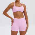 Conjunto Fitness Feminino de 2 Peças para Yoga e Academia – Top Esportivo e Legging de Cintura Alta Sem Costura para Treinos e Atividades Físicas