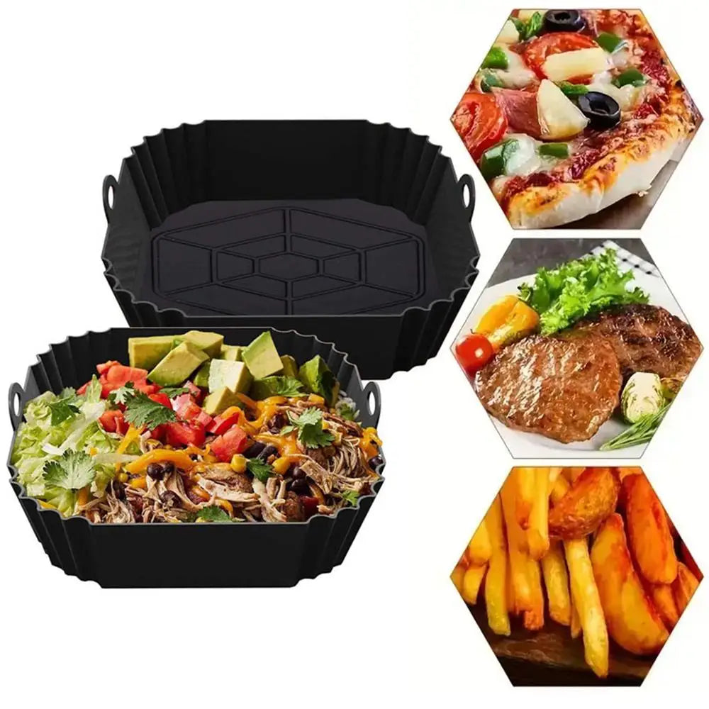 1 unidade de forro de silicone quadrado para fritadeira a ar, reutilizável