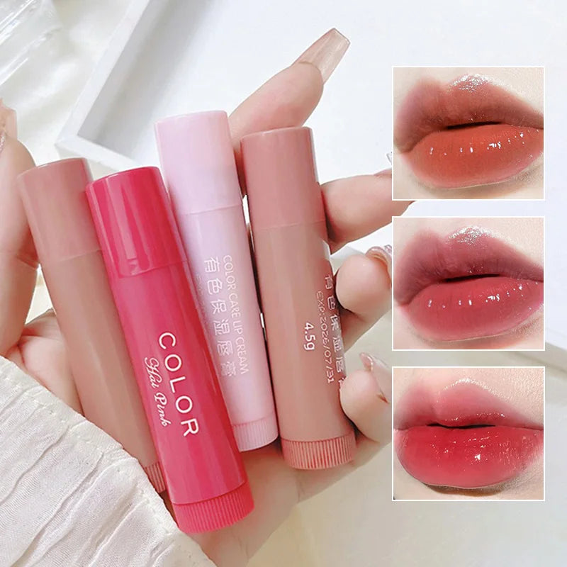 Conjunto de 3 bálsamos labiais hidratantes com cor HAIPINK - Hidratam, atenuam linhas nos lábios e previnem rachaduras.