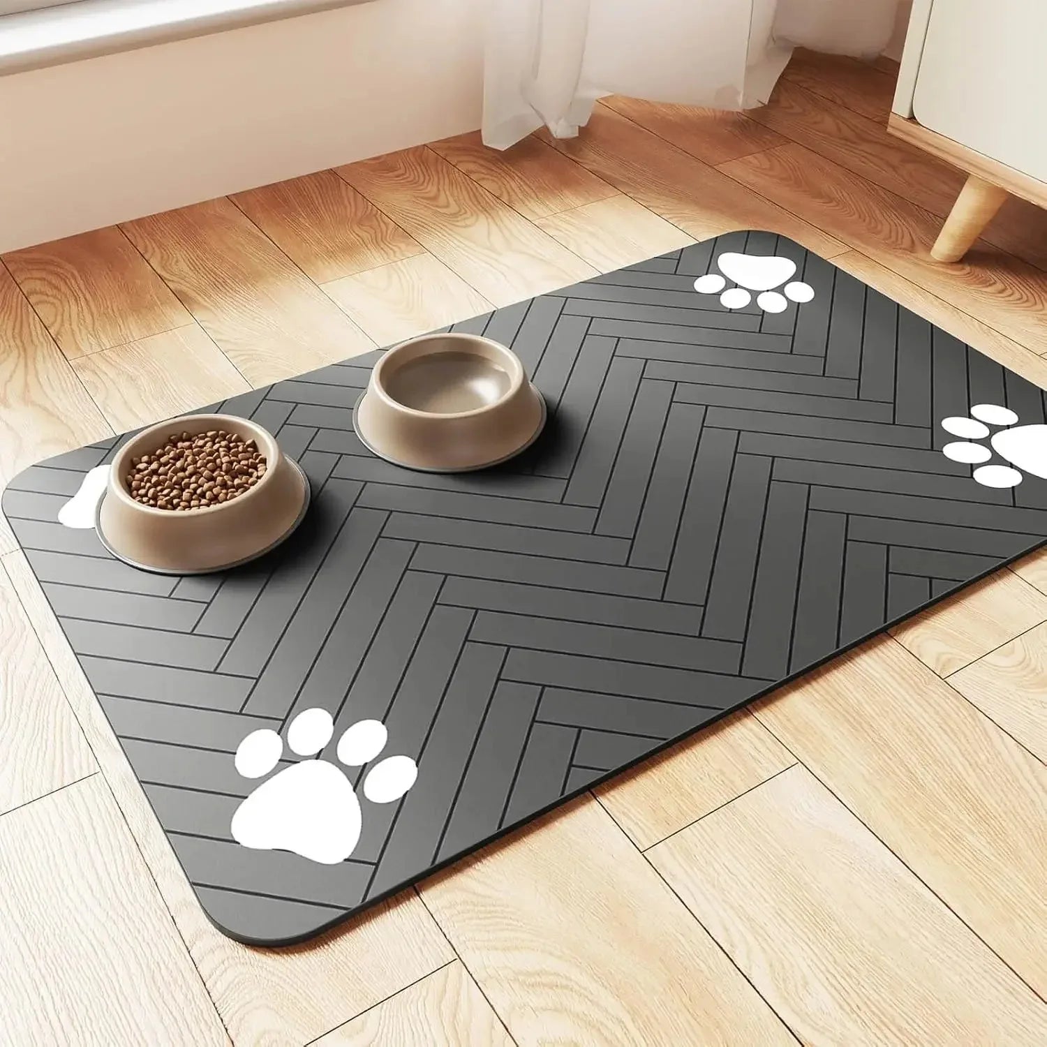 Tapete absorvente para alimentação de animais de estimação - Tapete de secagem rápida com base de borracha para cães e gatos, ideal para tigelas de comida e água.