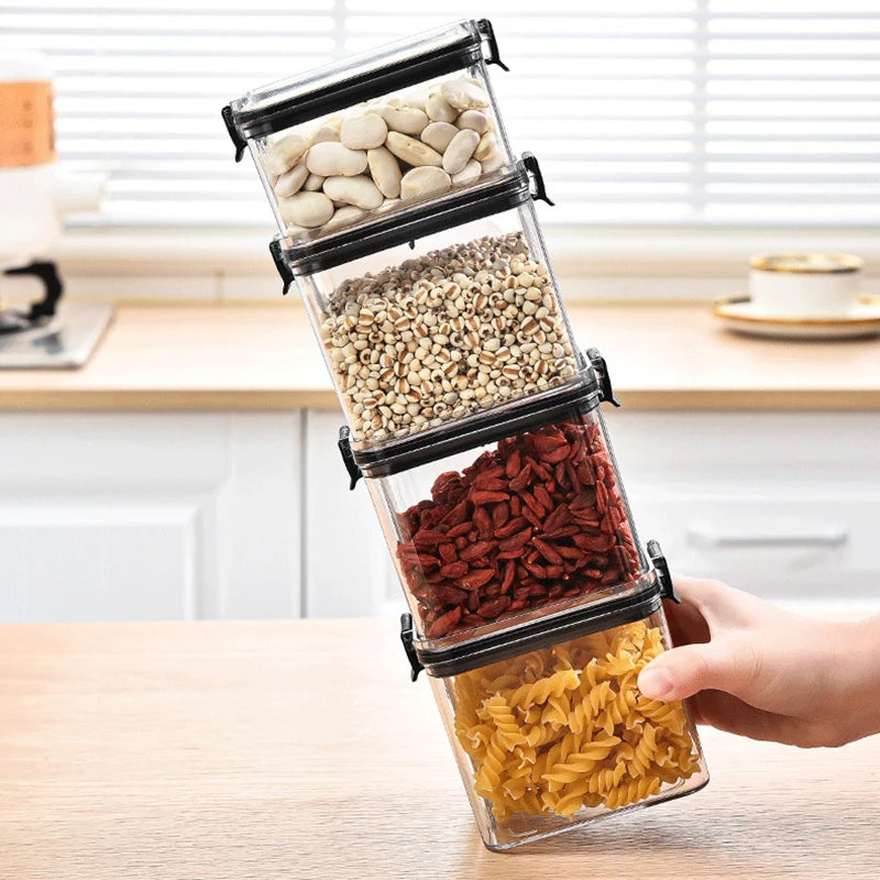 Conjunto de Potes Herméticos para Armazenamento de Grãos e Temperos na Cozinha - Ideal para Cozinhar Grãos e Temperos.