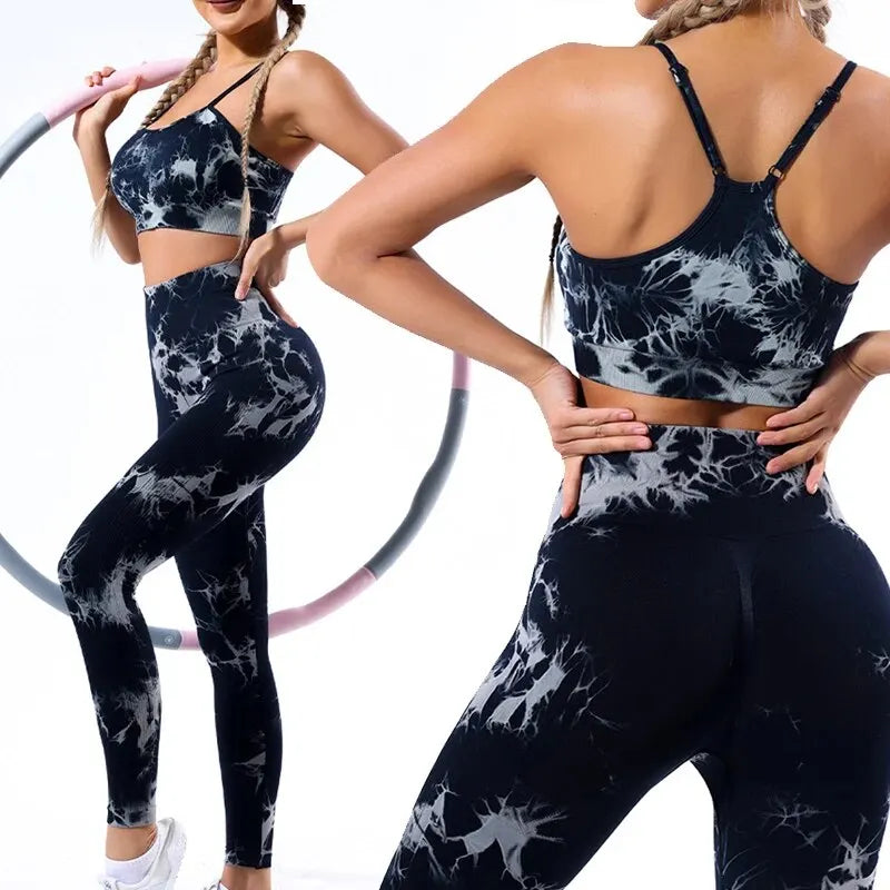 Colete feminino  com estampa tie-dye e alças sem costura, ideal para ioga, academia, esportes e corrida.