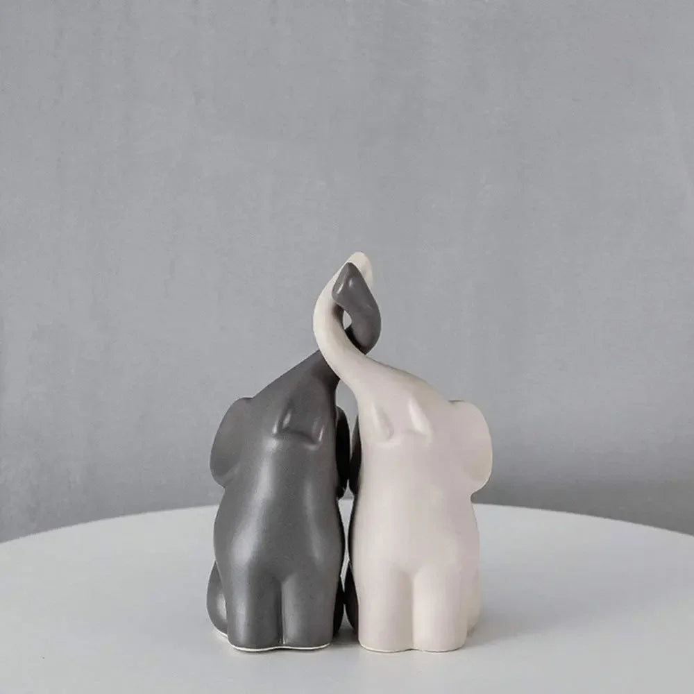 Casal de Elefantes Decorativos Premium – Símbolo de Amor, Prosperidade e Elegância 🐘❤️✨🏡🍀
