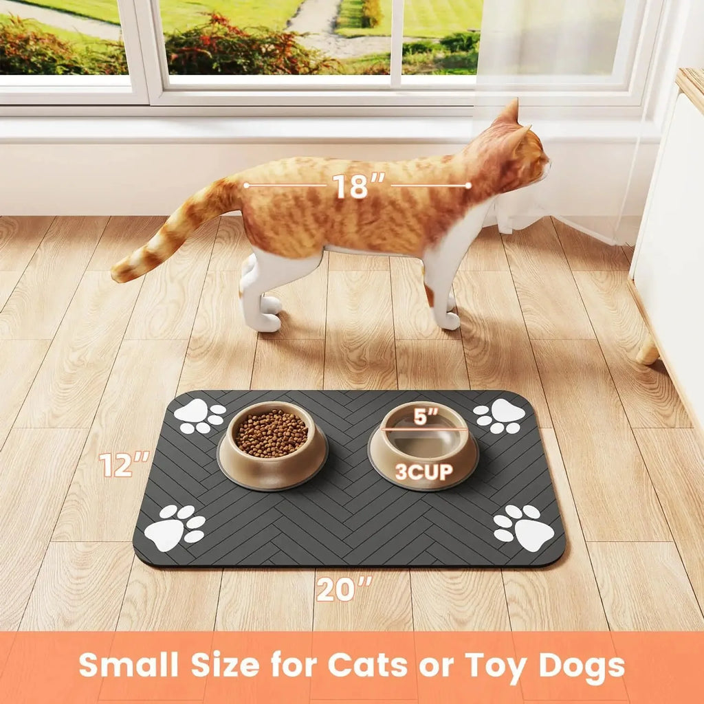 Tapete absorvente para alimentação de animais de estimação - Tapete de secagem rápida com base de borracha para cães e gatos, ideal para tigelas de comida e água.