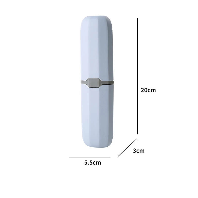 Estojo portátil para pasta de dente e escova de dentes, ideal para viagens e camping.