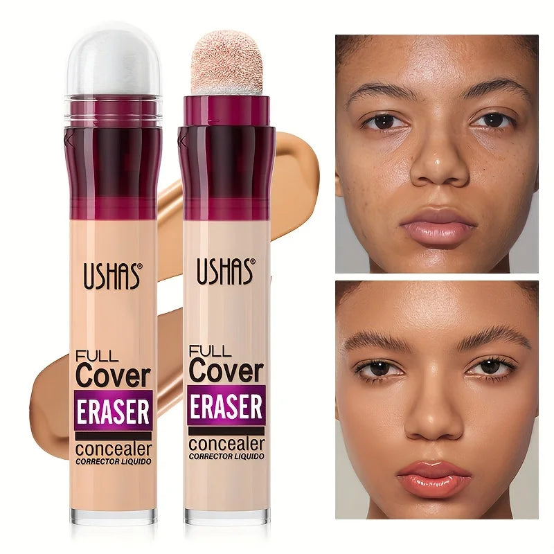 Novo corretivo com ponta de esponja para olheiras, sardas, acne, pigmentação e imperfeições. Base líquida hidratante de longa duração.