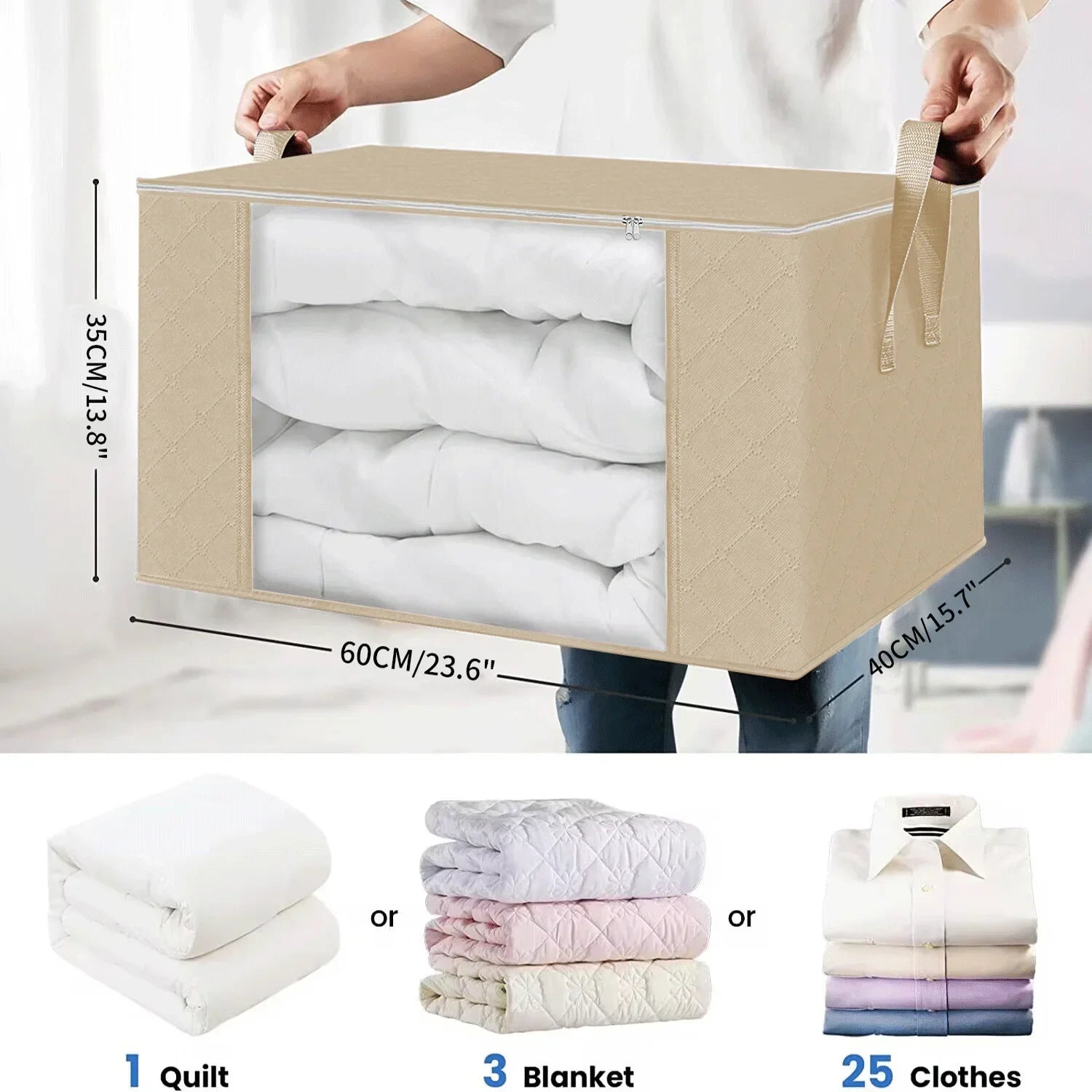 caixa organizadora para roupas de cama, ideal para mudança