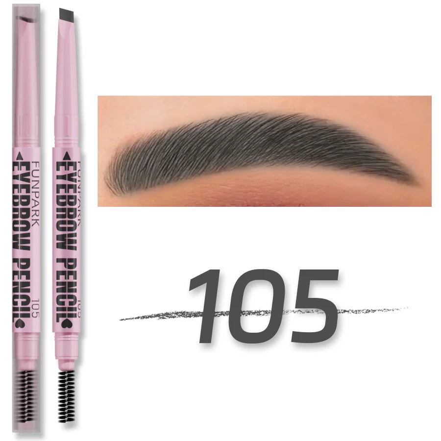 Lápis de sobrancelha 2 em 1 profissional, maquiagem para mulheres, 5 cores, à prova d'água, para sobrancelhas, com efeito tatuagem e longa duração.