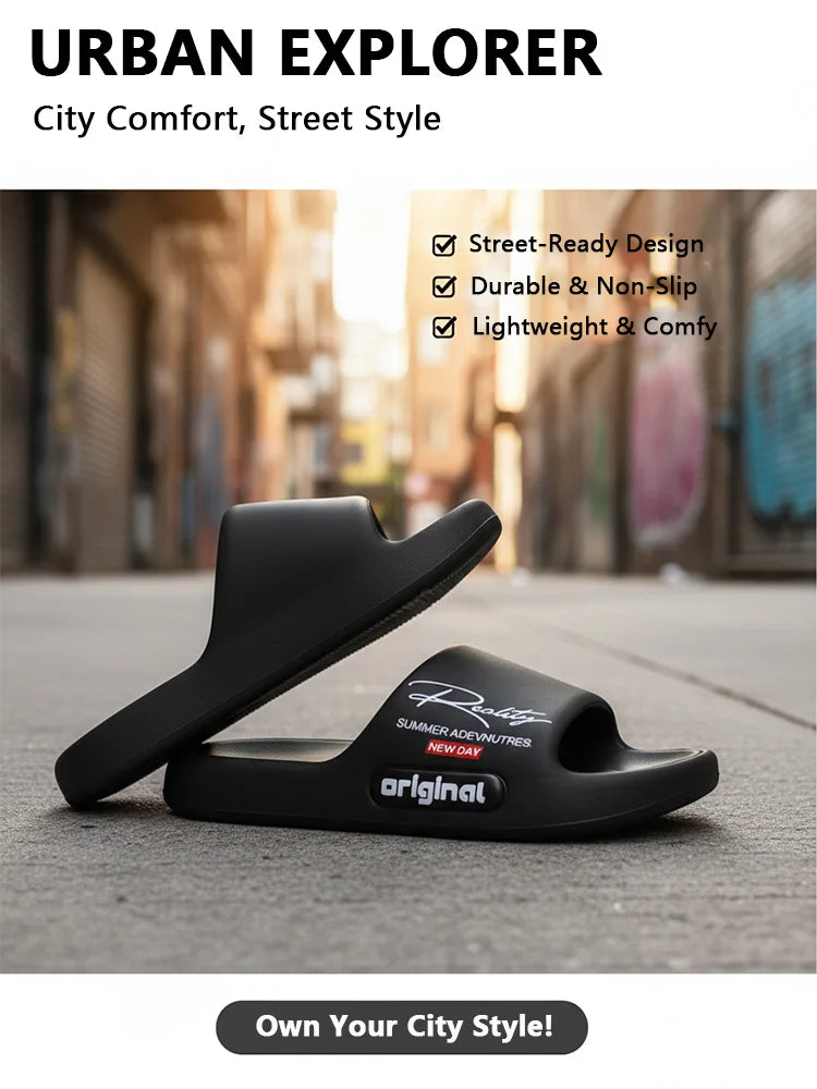 Chinelo masculino de verão em EVA com design inovador, macio e leve, ideal para uso em casa ou ao ar livre.