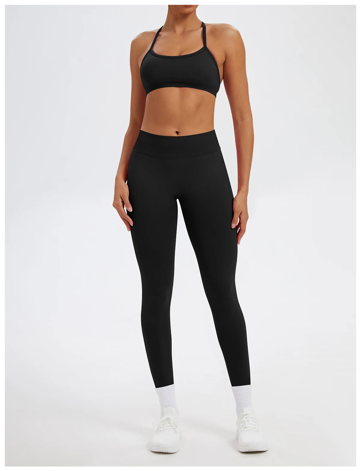 Conjunto Fitness Feminino de 2 Peças para Yoga e Academia – Top Esportivo e Legging de Cintura Alta Sem Costura para Treinos e Atividades Físicas
