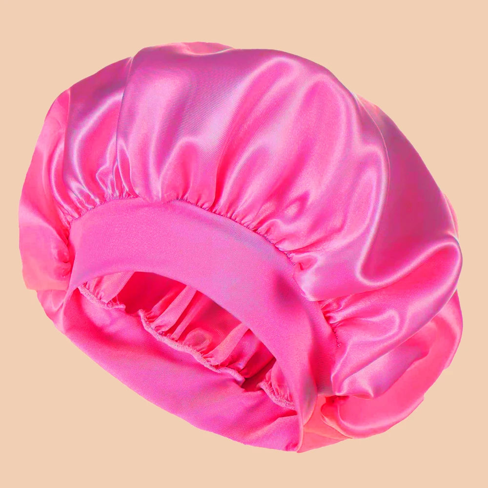 Touca de Banho Feminina de Cetim Lisa com Aba Larga (1 unidade), Ideal para Uso Diário.