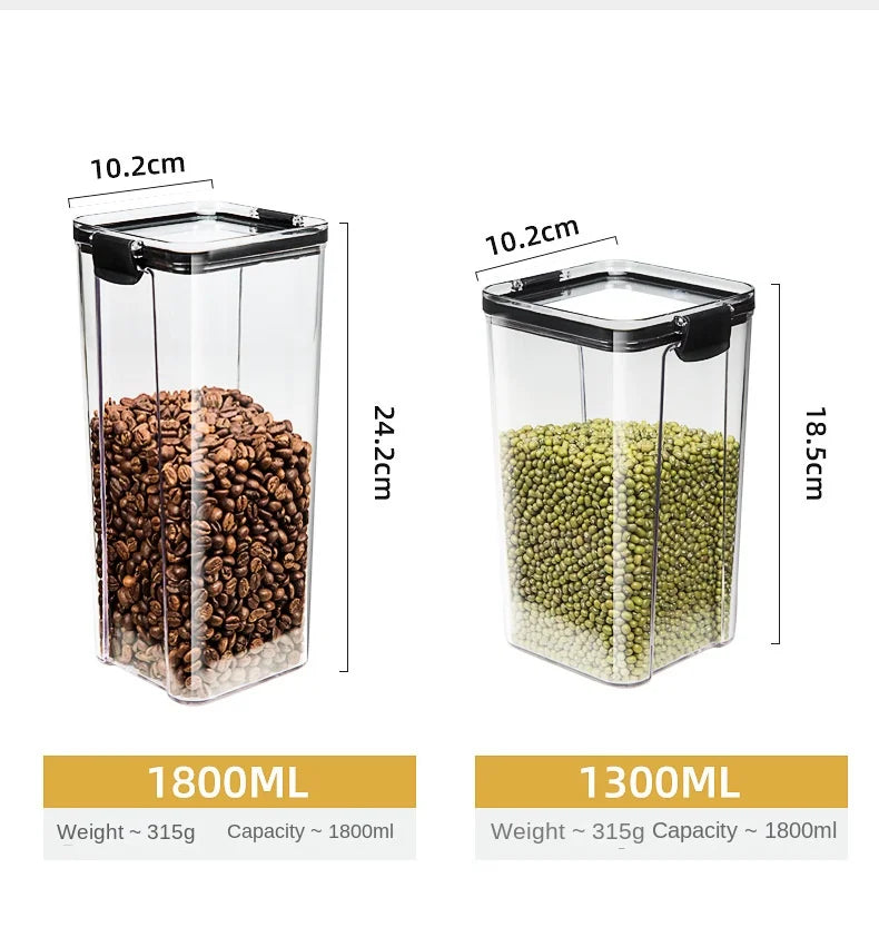 Conjunto de Potes Herméticos para Armazenamento de Grãos e Temperos na Cozinha - Ideal para Cozinhar Grãos e Temperos.