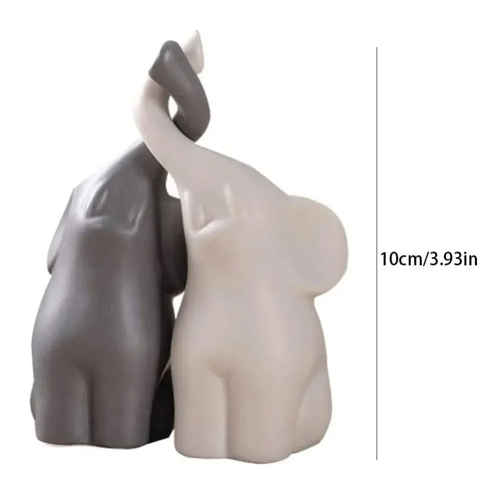 Casal de Elefantes Decorativos Premium – Símbolo de Amor, Prosperidade e Elegância 🐘❤️✨🏡🍀