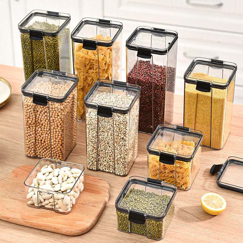 Conjunto de Potes Herméticos para Armazenamento de Grãos e Temperos na Cozinha - Ideal para Cozinhar Grãos e Temperos.