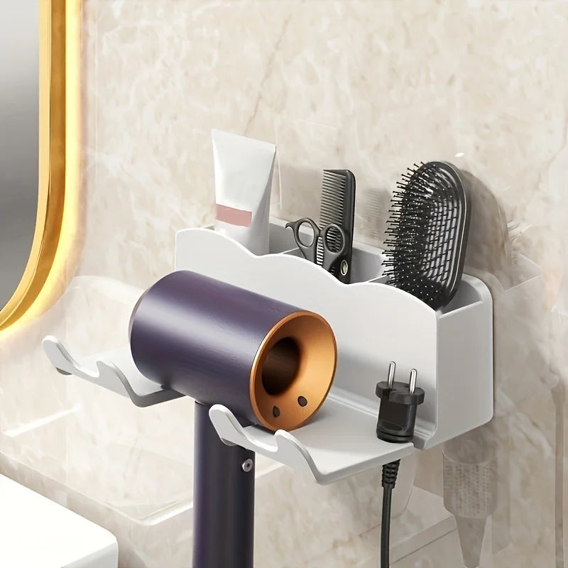 Suporte para secador de cabelo (1 unidade), suporte de parede para banheiro sem furos, organizador