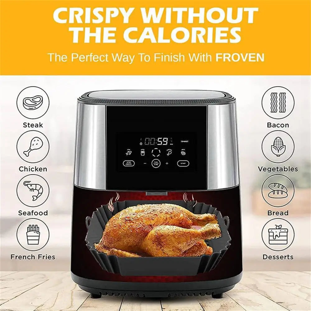 1 unidade de forro de silicone quadrado para fritadeira a ar, reutilizável