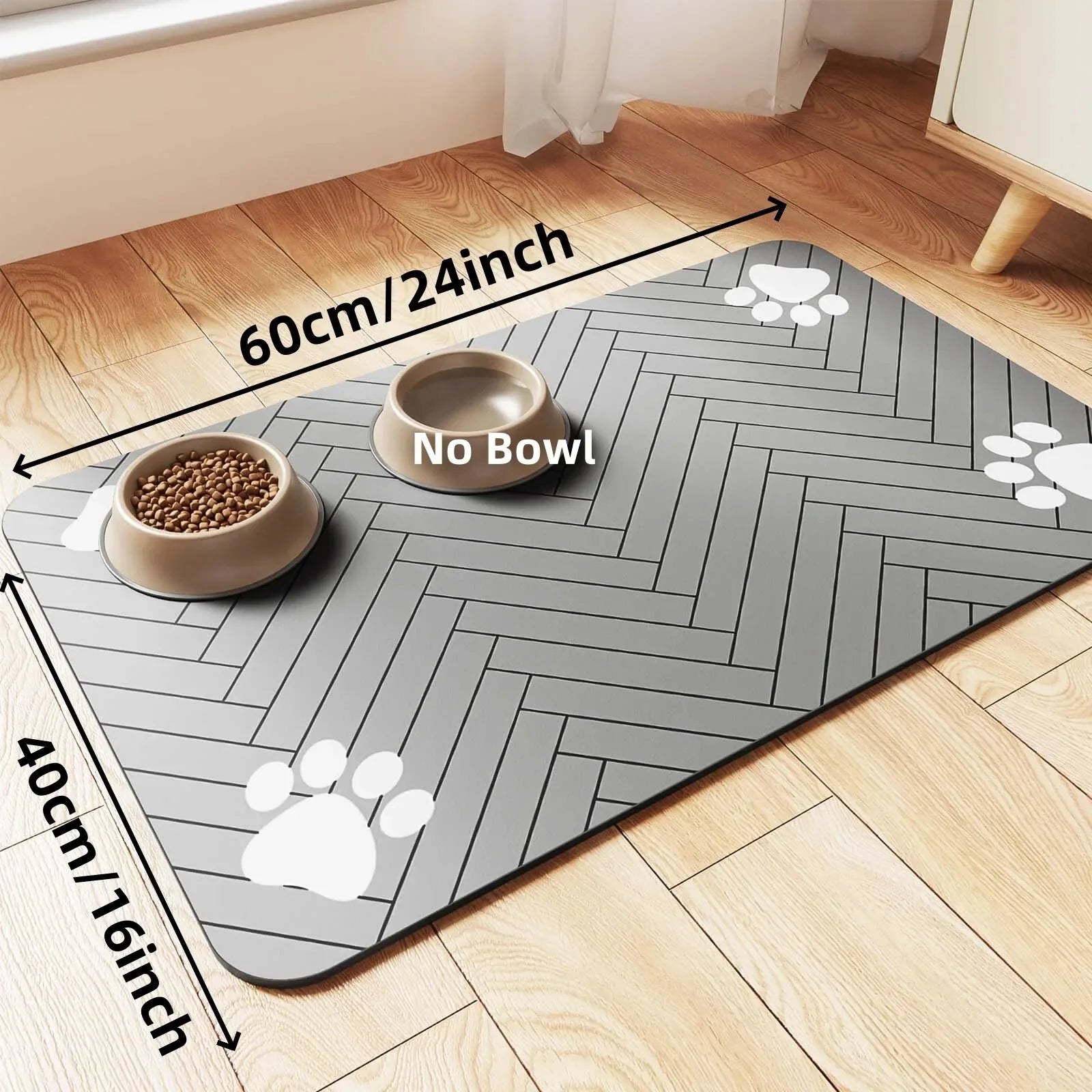 Tapete absorvente para alimentação de animais de estimação - Tapete de secagem rápida com base de borracha para cães e gatos, ideal para tigelas de comida e água.