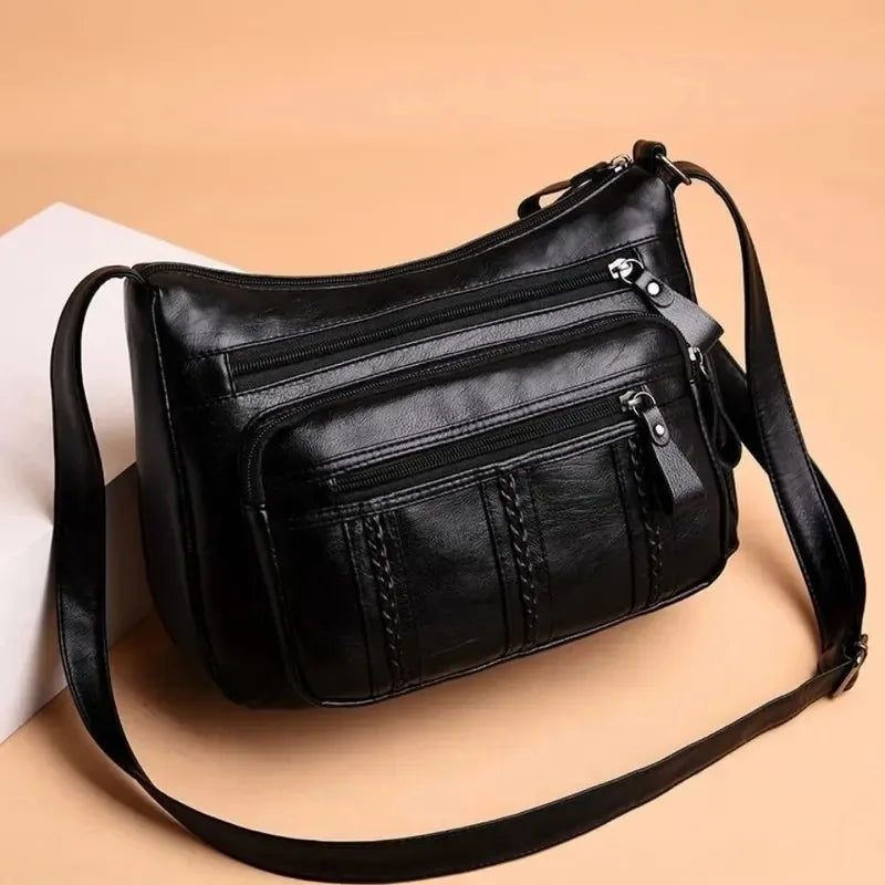 Bolsa feminina grande capacidade, multicamadas, leve