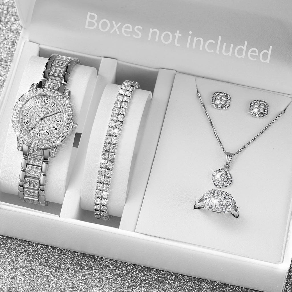 Conjunto de 6 Relógios Femininos de Quartzo Analógicos com Pulseira de Aço (Sem Caixa)