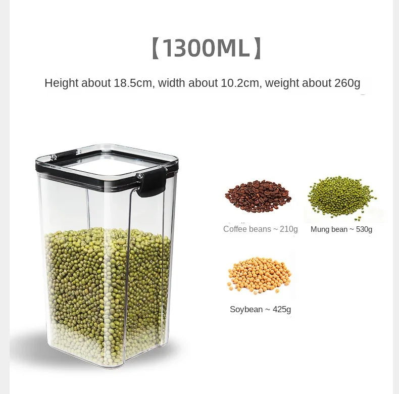 Conjunto de Potes Herméticos para Armazenamento de Grãos e Temperos na Cozinha - Ideal para Cozinhar Grãos e Temperos.