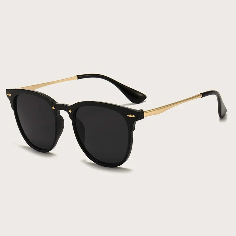 Óculos de Sol Femininos Estilo Olho de Gato com Armação Metálica com Rebites, Proteção UV400