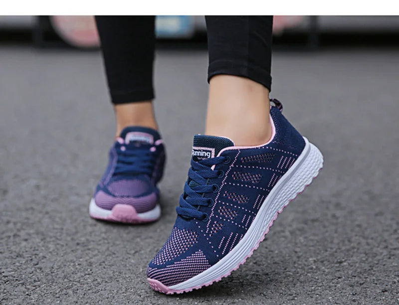 Sapatos casuais femininos, modernos, respiráveis, para caminhada, em mesh
