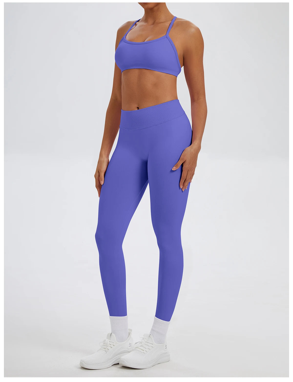 Conjunto Fitness Feminino de 2 Peças para Yoga e Academia – Top Esportivo e Legging de Cintura Alta Sem Costura para Treinos e Atividades Físicas