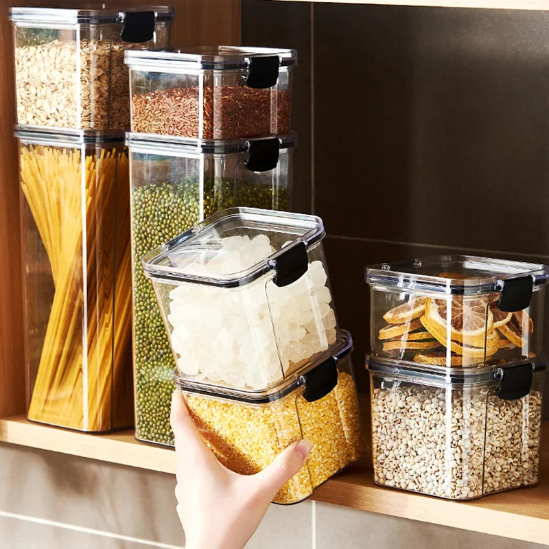 Conjunto de Potes Herméticos para Armazenamento de Grãos e Temperos na Cozinha - Ideal para Cozinhar Grãos e Temperos.