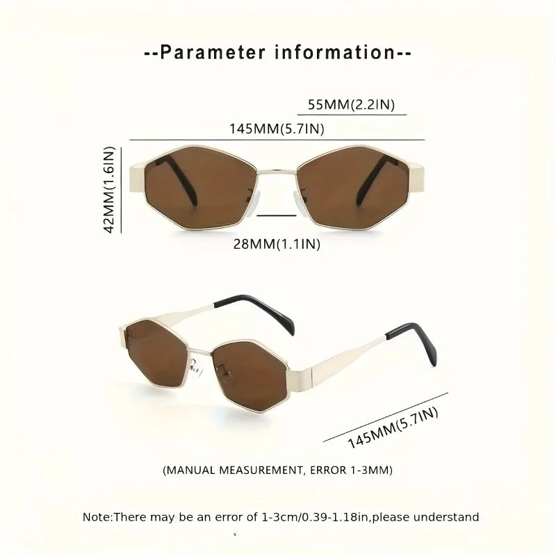 Conjunto de 2 óculos de sol modernos com armação oval em formato de losango, ideais para o dia a dia e para fotografia.