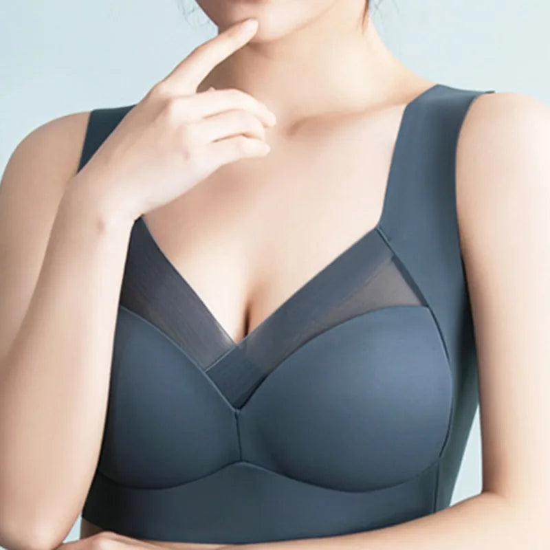 Sutiã sem costura para mulher, roupa íntima sem aro, sutiã acolchoado para dormir, sutiã de uma peça, confortável, sem costura.