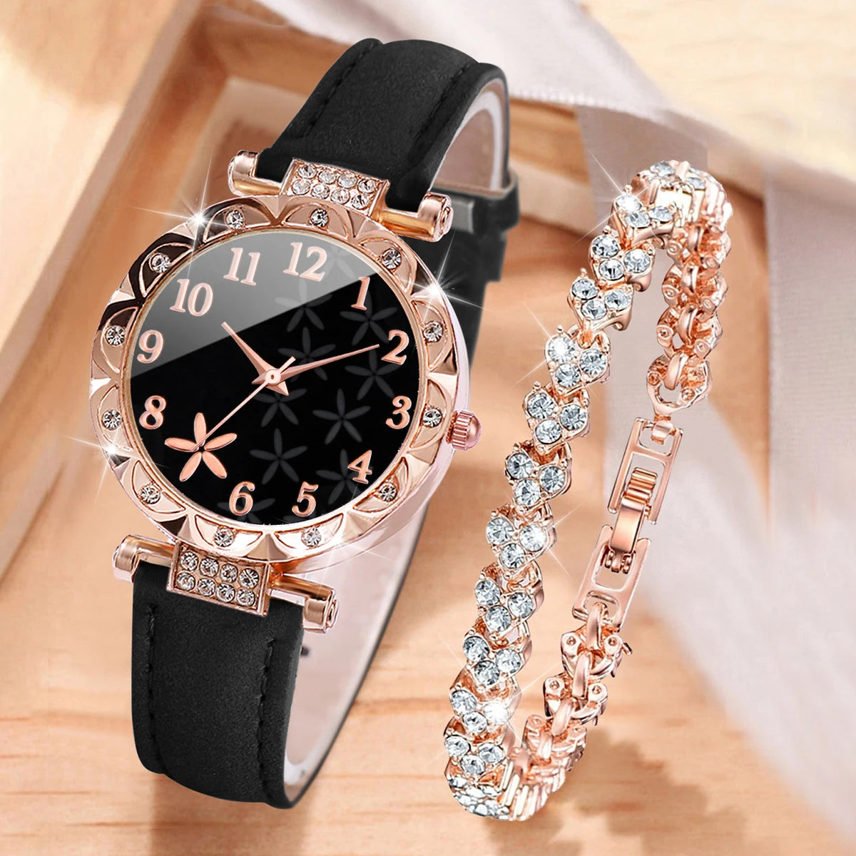 Conjunto de 2 relógios femininos com pulseira