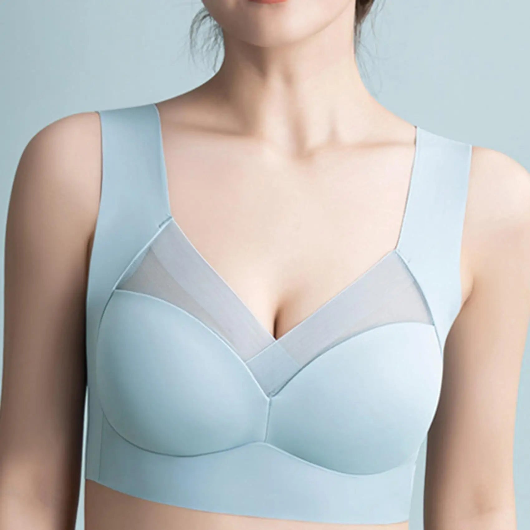 Sutiã sem costura para mulher, roupa íntima sem aro, sutiã acolchoado para dormir, sutiã de uma peça, confortável, sem costura.