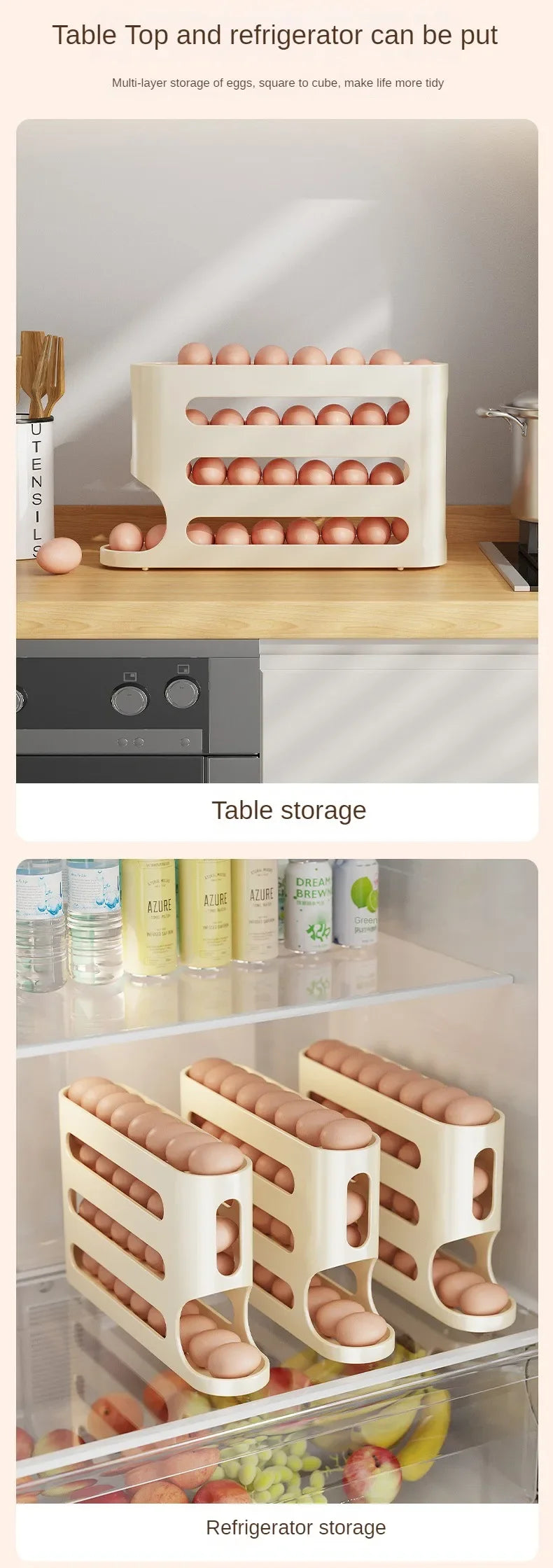 Organizador de Ovos com Rolagem Automática para Geladeira – Economia de Espaço e Organização Inteligente 🥚✨🏠📦