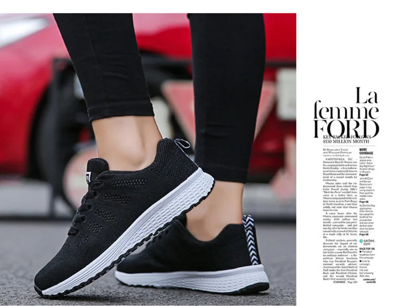 Sapatos casuais femininos, modernos, respiráveis, para caminhada, em mesh