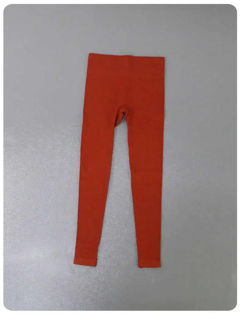 Calça Legging de Yoga Canelada de Cintura Alta para Mulheres – Sem Costura, com Controle de Abdômen, Ideal para Academia, Treinos e Atividades Fitness