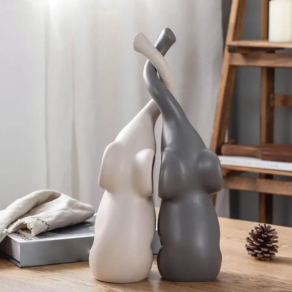 Casal de Elefantes Decorativos Premium – Símbolo de Amor, Prosperidade e Elegância 🐘❤️✨🏡🍀