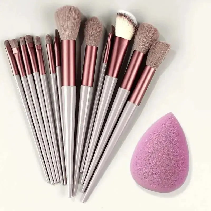 Conjunto de Pincéis de Maquiagem Macios e Fofos Profissionais para Base, Pó e Sombra, Estilo Kabuki