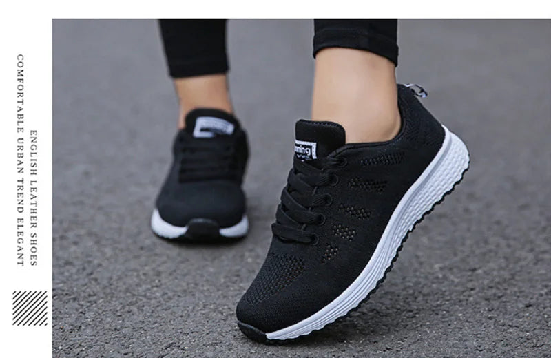 Sapatos casuais femininos, modernos, respiráveis, para caminhada, em mesh
