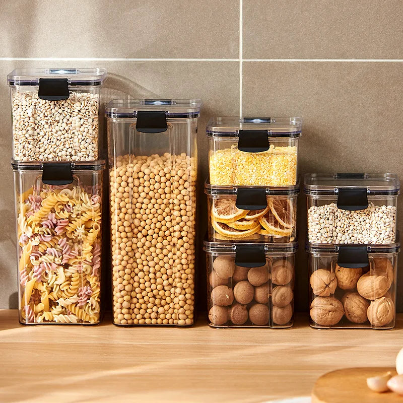 Conjunto de Potes Herméticos para Armazenamento de Grãos e Temperos na Cozinha - Ideal para Cozinhar Grãos e Temperos.