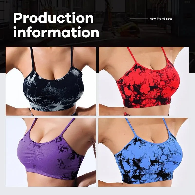 Colete feminino  com estampa tie-dye e alças sem costura, ideal para ioga, academia, esportes e corrida.